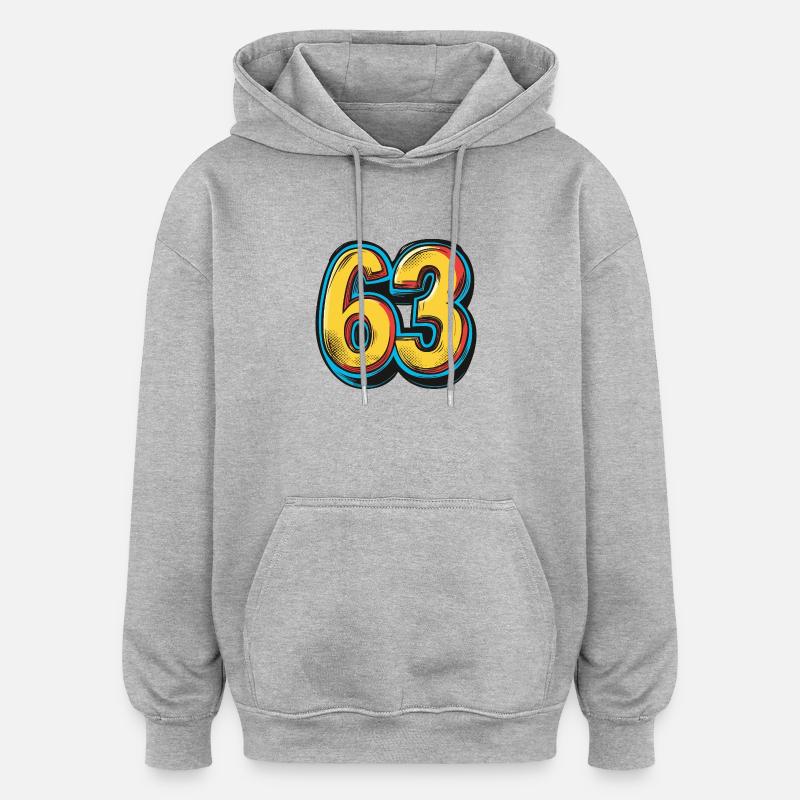 63 Symbole numérique - Sweat à capuche oversize unisexe - gris chiné