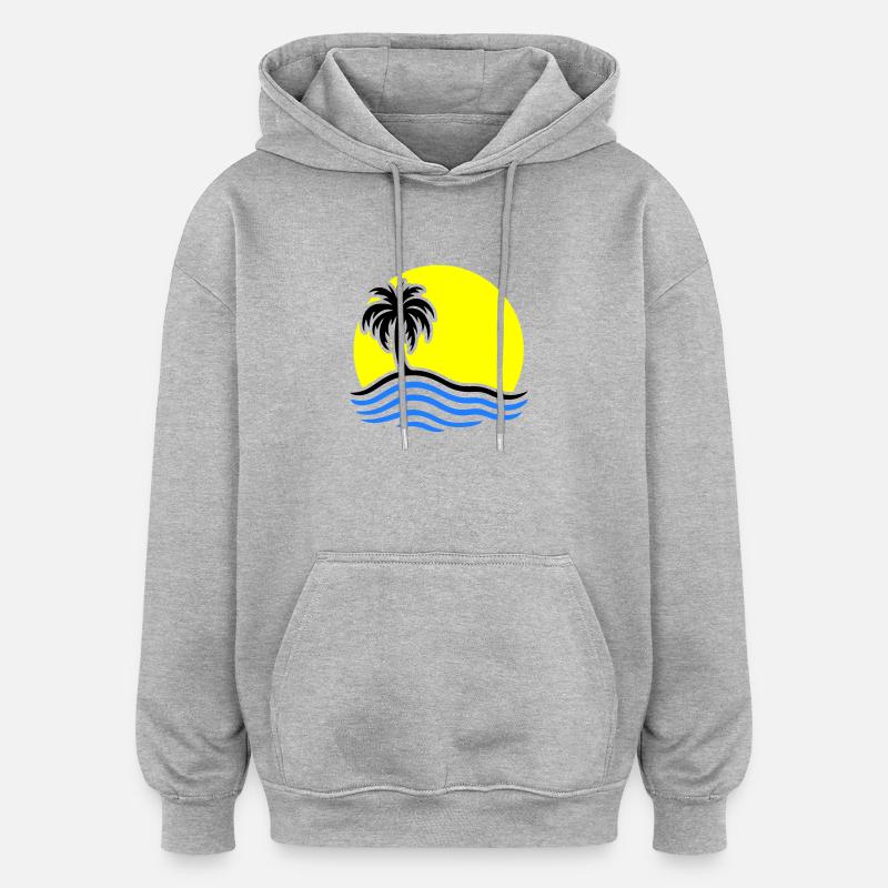 Palmier de l’île d’été - Sweat à capuche oversize unisexe - gris chiné