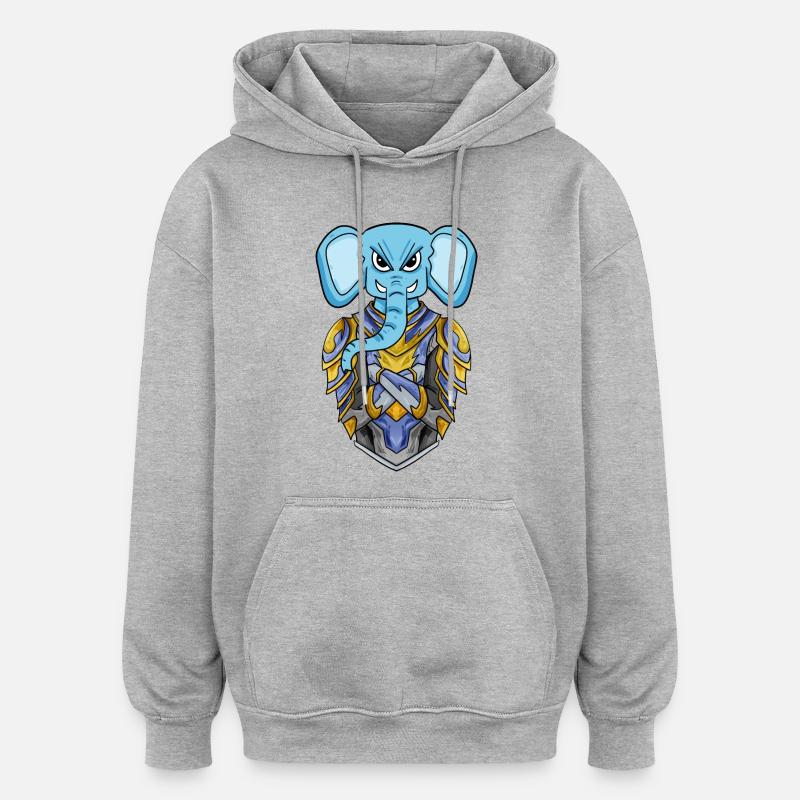 Chevalier éléphant cool - Sweat à capuche oversize unisexe - gris chiné
