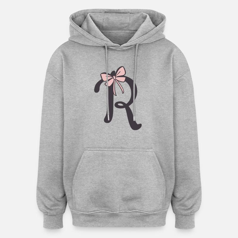 Anfangsbuchstabe R Schleifchen - Oversized Unisex Hoodie - Grau meliert