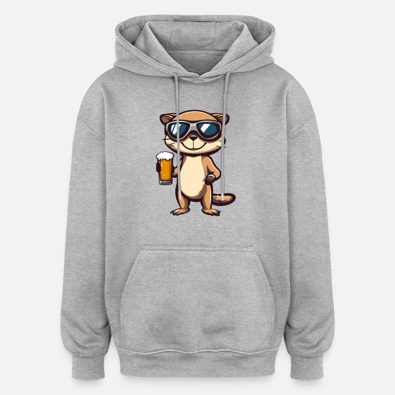 Erdmännchen Apres Ski Bier Comic - Oversized Unisex Hoodie - Grau meliert