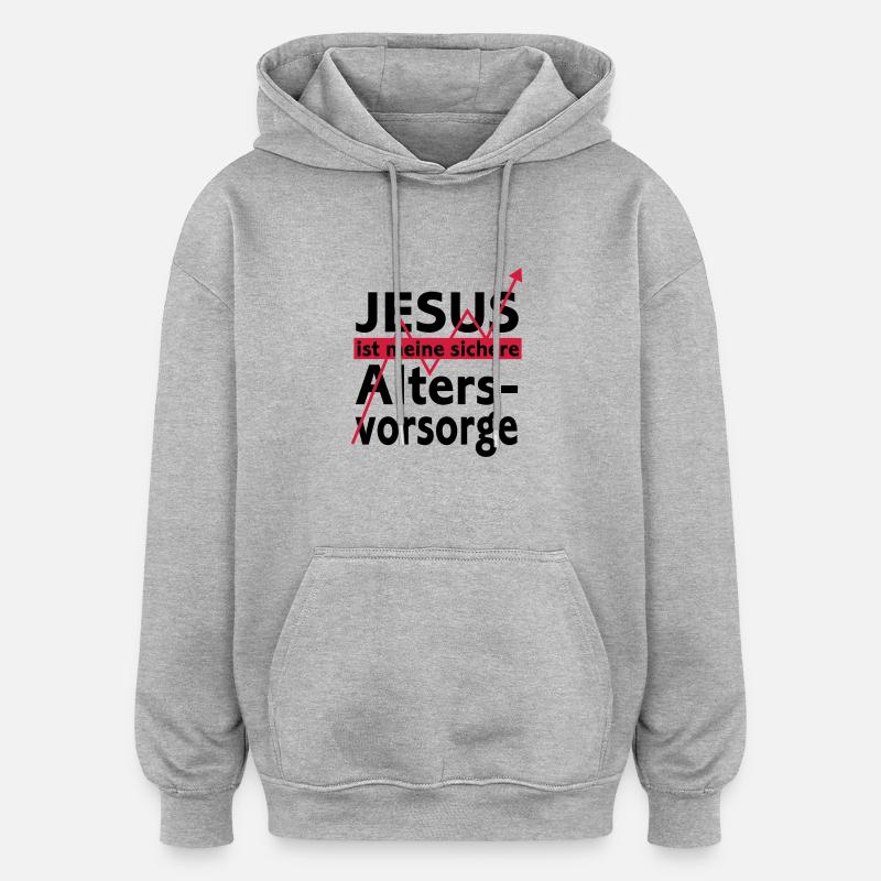 Altersvorsorge - Oversized Unisex Hoodie - Grau meliert