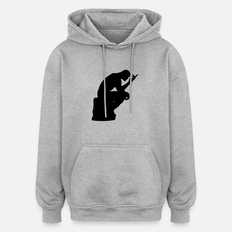 rodin penseur - Sweat à capuche oversize unisexe - gris chiné