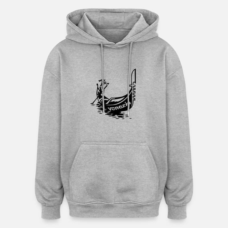 Télécabine de Venise - Sweat à capuche oversize unisexe - gris chiné