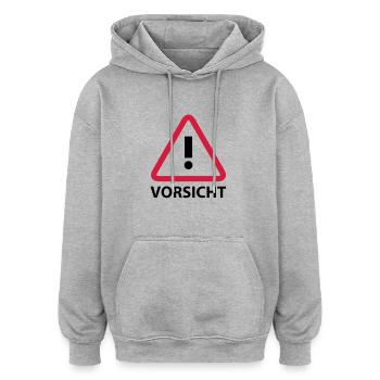 Vorsicht - Oversized Unisex Hoodie - Grau meliert - Vorne - Noah (186cm)