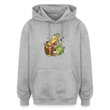 Zoo animals make music - Oversized Unisex Hoodie - heather grey - Front - Noah (186cm)