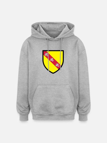 Blason Lorraine (T) - Sweat à capuche oversize unisexe - gris chiné