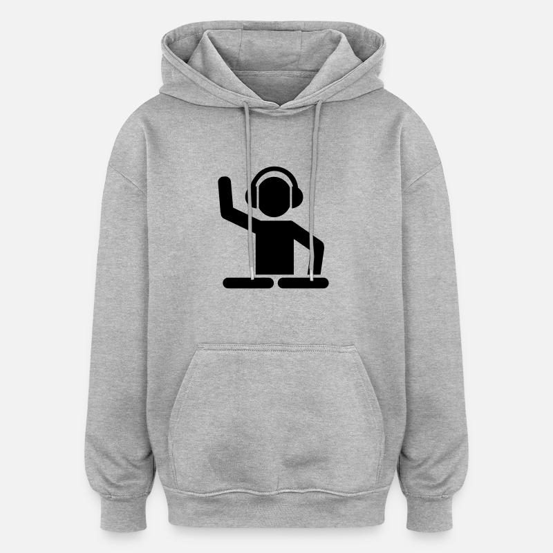 DJ - Sweat à capuche oversize unisexe - gris chiné