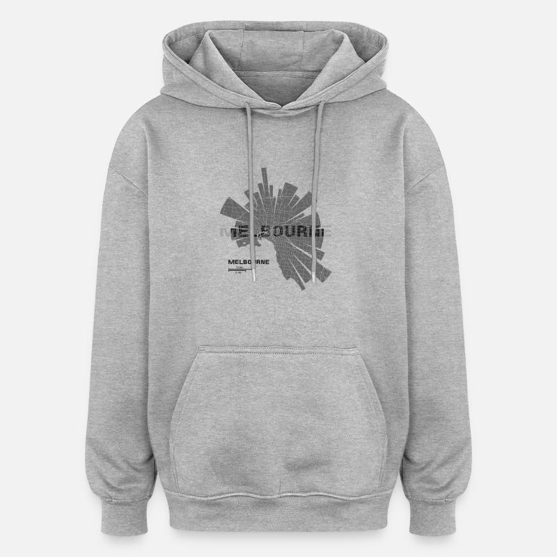 Melbourne plan - Sweat à capuche oversize unisexe - gris chiné