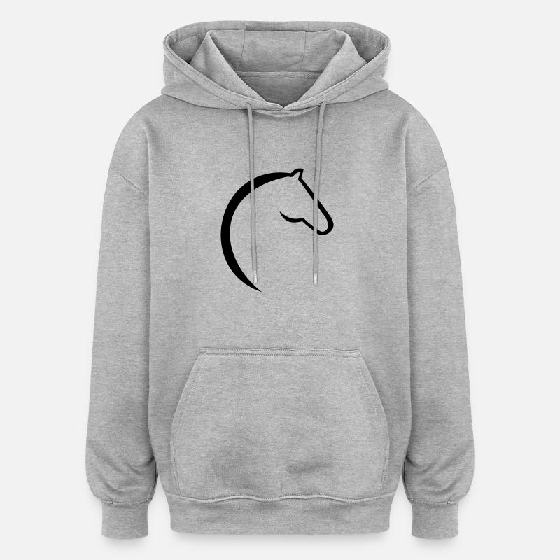 Pferd - Oversized Unisex Hoodie - Grau meliert