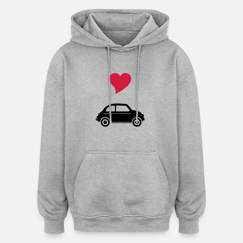 500 mit Herz - Oversized Unisex Hoodie - Grau meliert
