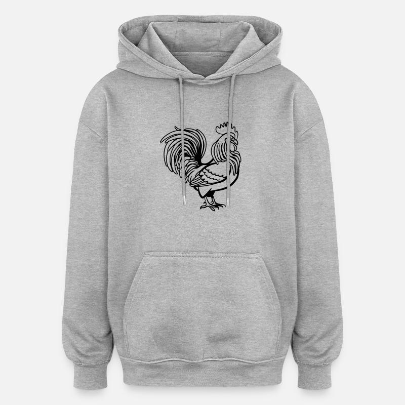 Hahn witzig vogel - Oversized Unisex Hoodie - Grau meliert