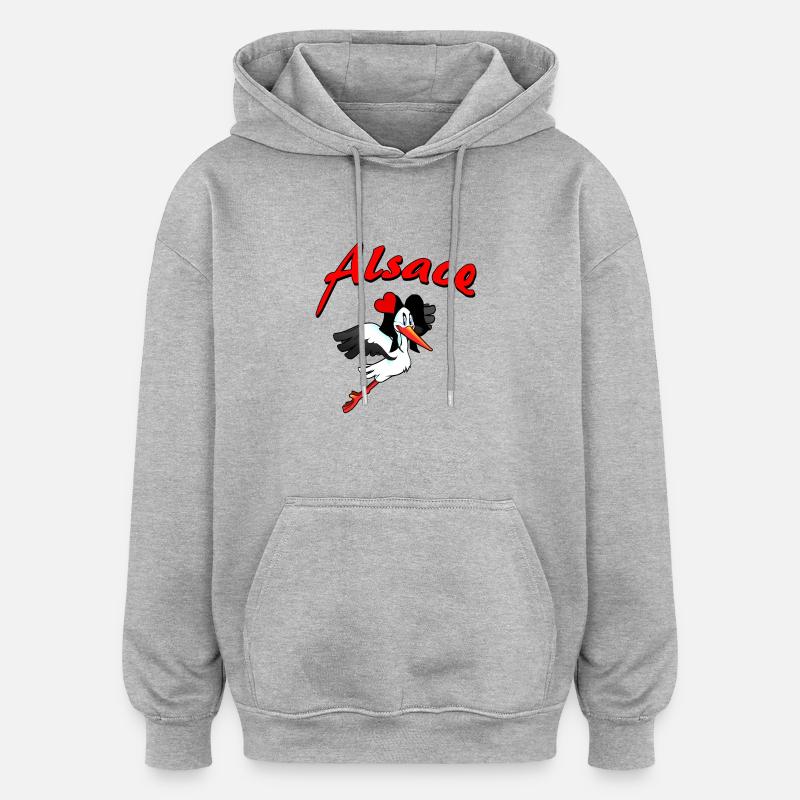Alsace Saint Valentin - Sweat à capuche oversize unisexe - gris chiné