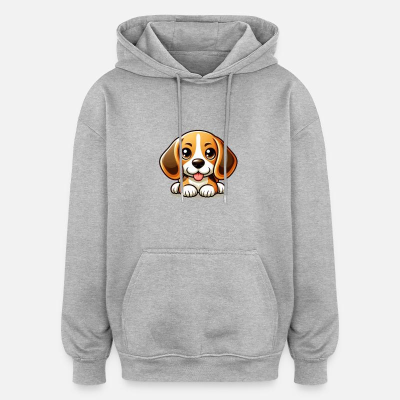 Mignon Chien Beagle - Sweat à capuche oversize unisexe - gris chiné