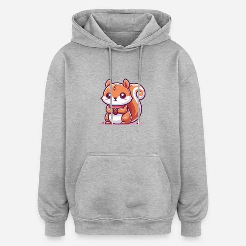 Squirrel with a seed - Oversized Unisex Hoodie - heather grey