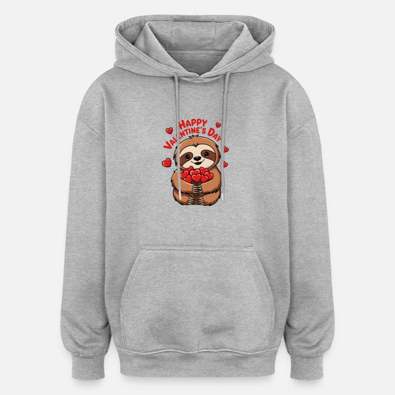 HAPPY VALENTIN - Sweat à capuche oversize unisexe - gris chiné