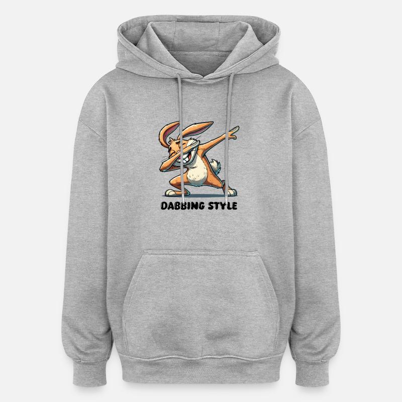 hase dabbing comic - Oversized Unisex Hoodie - Grau meliert