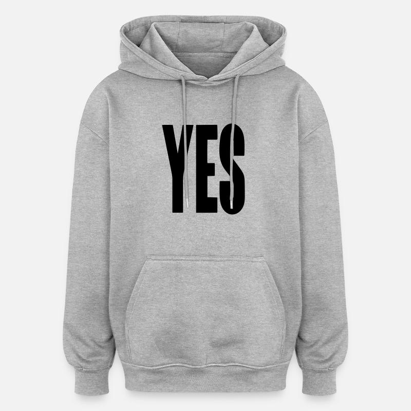 Yes - Sweat à capuche oversize unisexe - gris chiné
