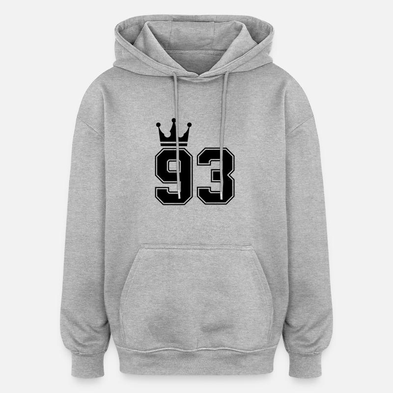 93 Couronnes - Sweat à capuche oversize unisexe - gris chiné