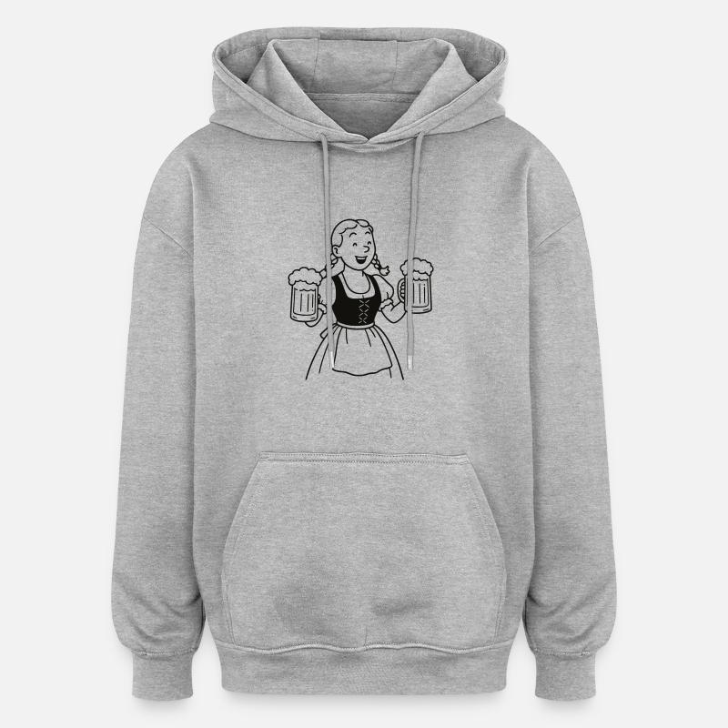 Bier mädchen - Sweat à capuche oversize unisexe - gris chiné