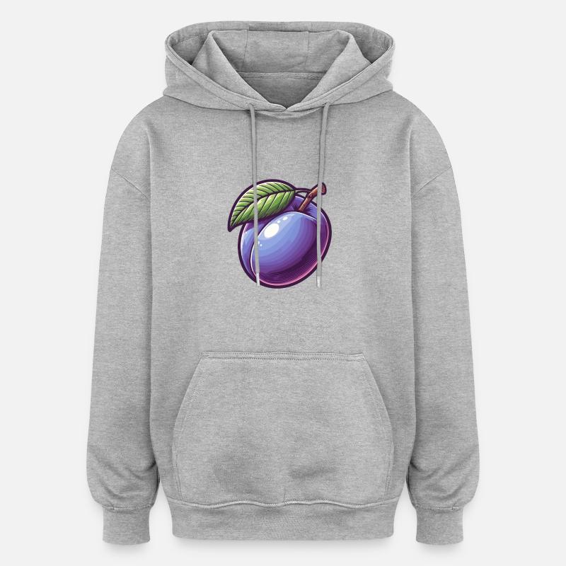 Prune violette - Sweat à capuche oversize unisexe - gris chiné