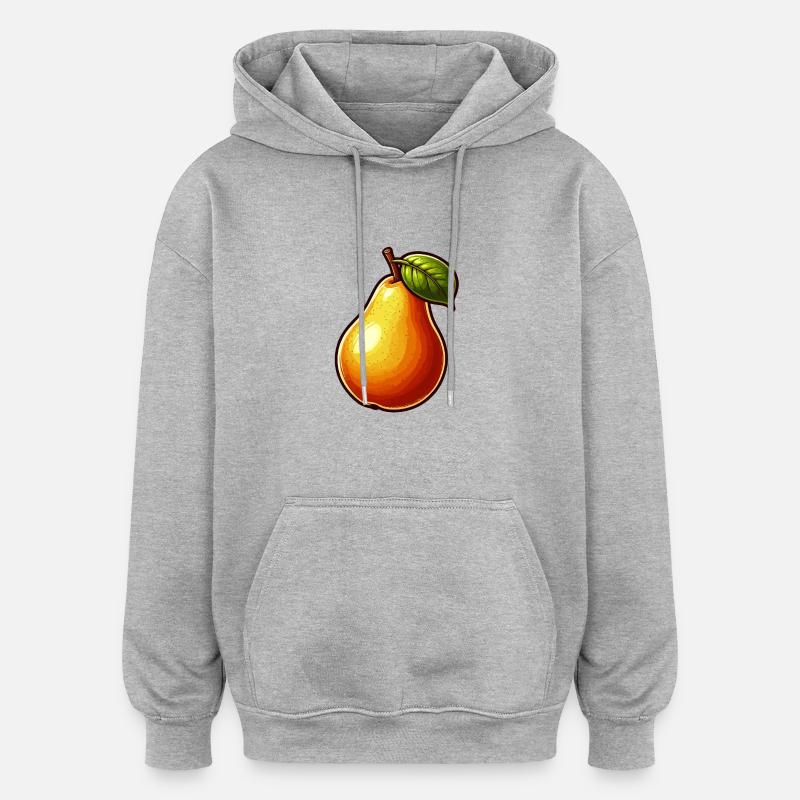 Poire - Fruit - Sweat à capuche oversize unisexe - gris chiné