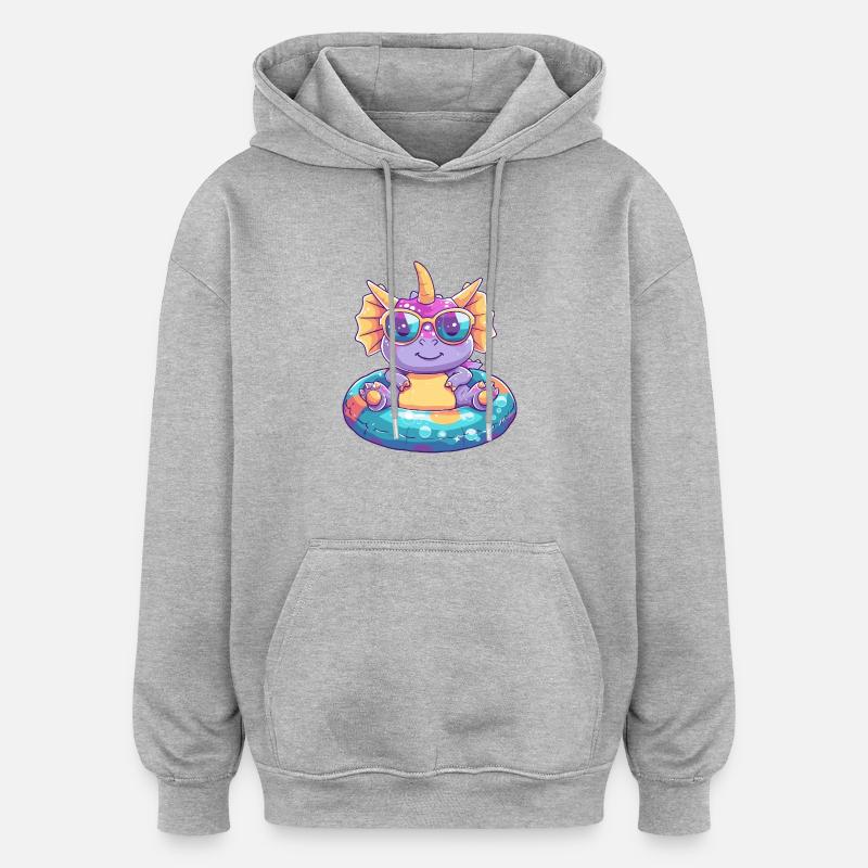 Dinosaurier triceratops Comic Cool - Oversized Unisex Hoodie - Grau meliert