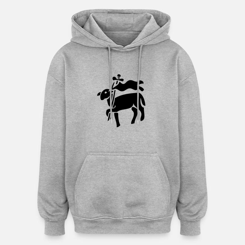 moutons - Sweat à capuche oversize unisexe - gris chiné