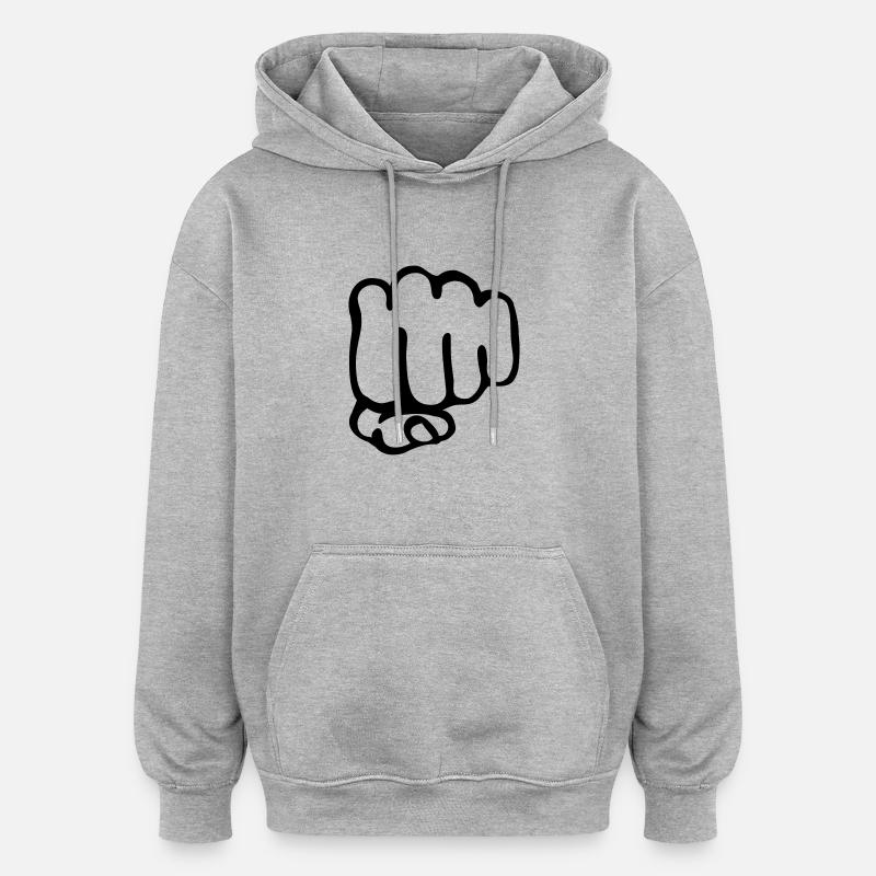 poing - Sweat à capuche oversize unisexe - gris chiné