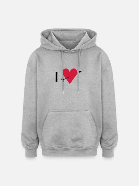 I ♥ / I love - Oversized Unisex Hoodie - heather grey