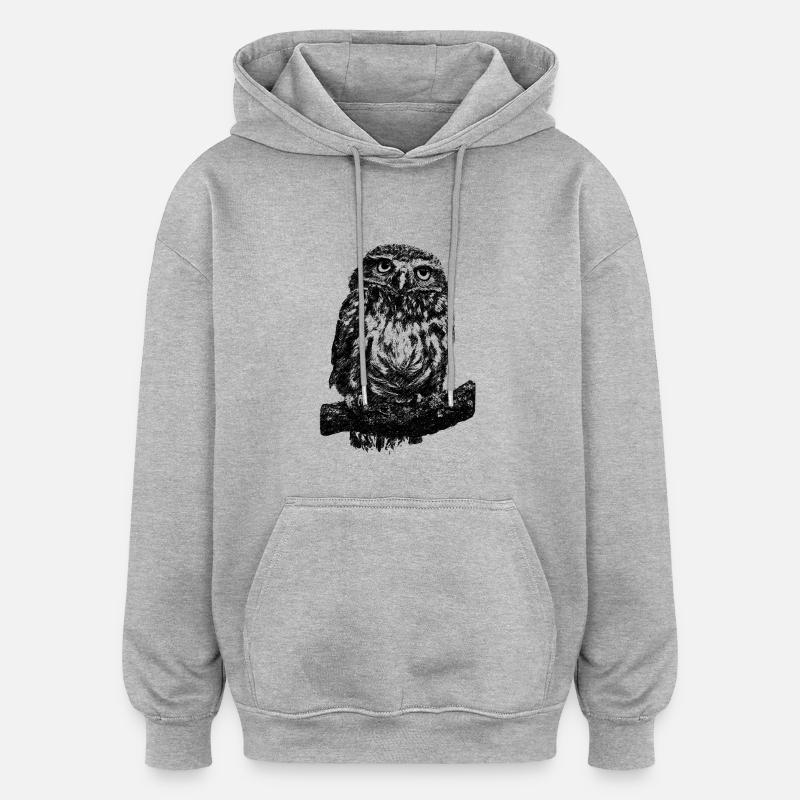 Eule - Oversized Unisex Hoodie - Grau meliert