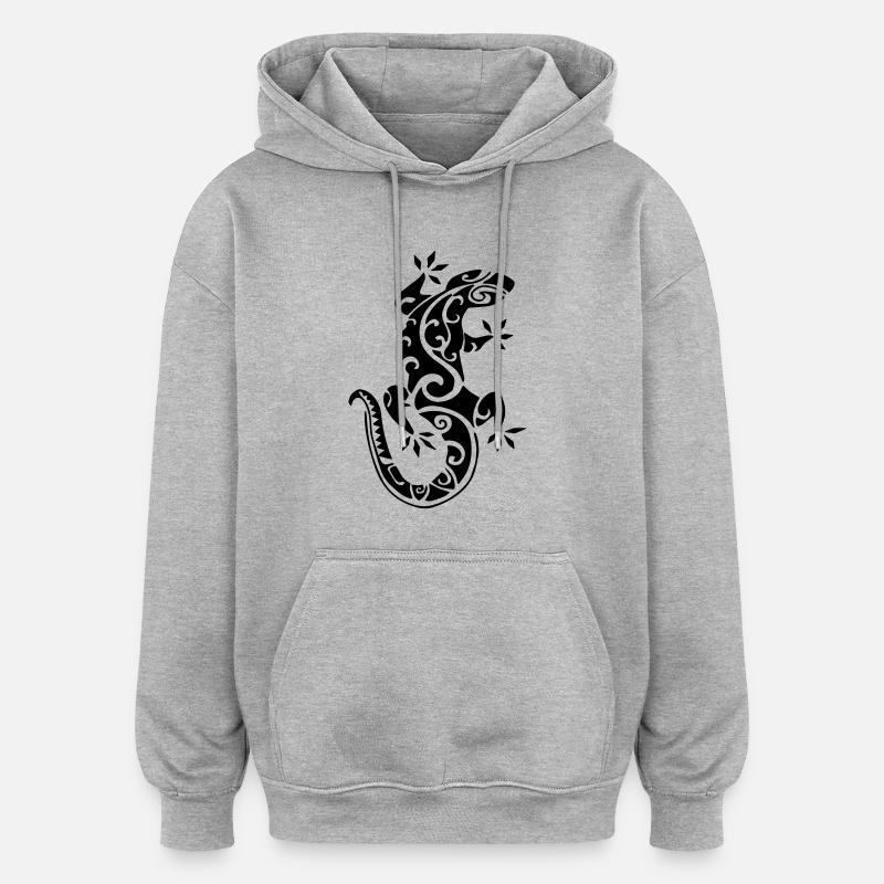 Gecko 1 - Oversized Unisex Hoodie - Grau meliert