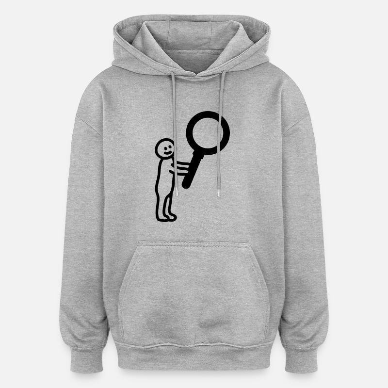 Männchen Lupe - Line - Oversized Unisex Hoodie - Grau meliert