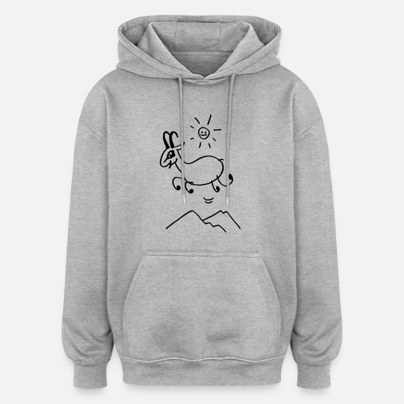 Lustige Gämse - Oversized Unisex Hoodie - Grau meliert