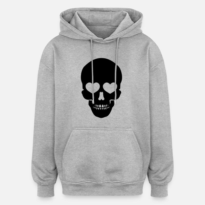 Skull Love - Oversized Unisex Hoodie - Grau meliert