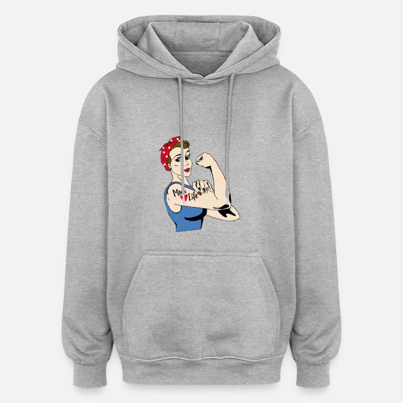 COLLECTION MOM PROUD - Sweat à capuche oversize unisexe - gris chiné