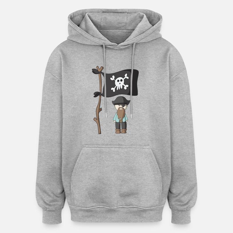 pirate - Sweat à capuche oversize unisexe - gris chiné