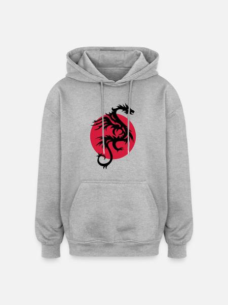 DRAGON SUN - Sweat à capuche oversize unisexe - gris chiné