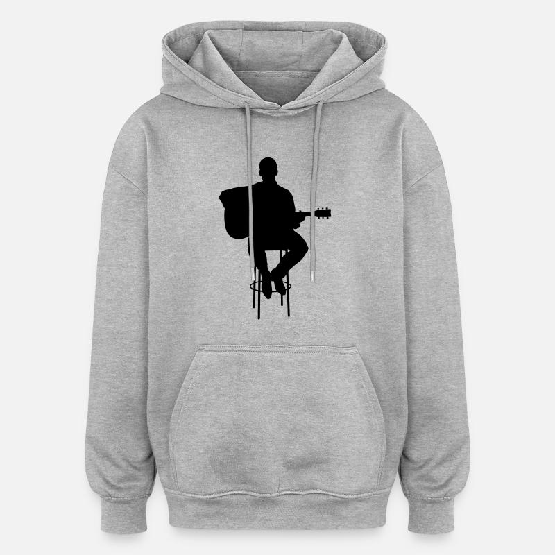 Guitariste assis - Sweat à capuche oversize unisexe - gris chiné