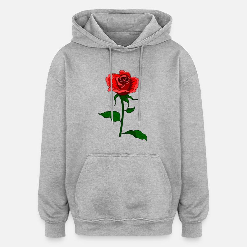 Une rose - Sweat à capuche oversize unisexe - gris chiné