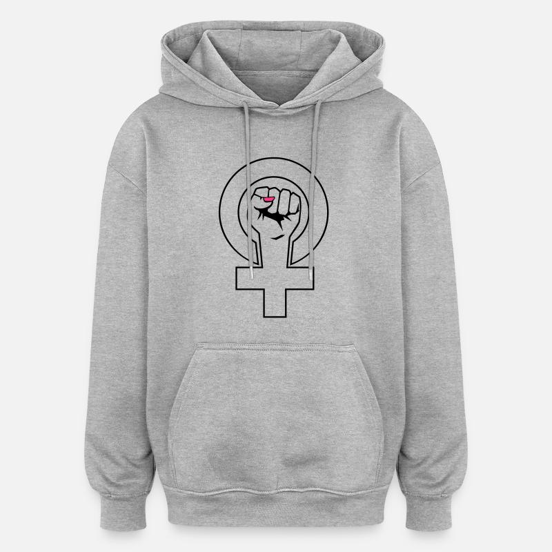 feminist - Sweat à capuche oversize unisexe - gris chiné