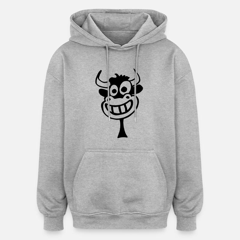 Ah la vache! - Sweat à capuche oversize unisexe - gris chiné