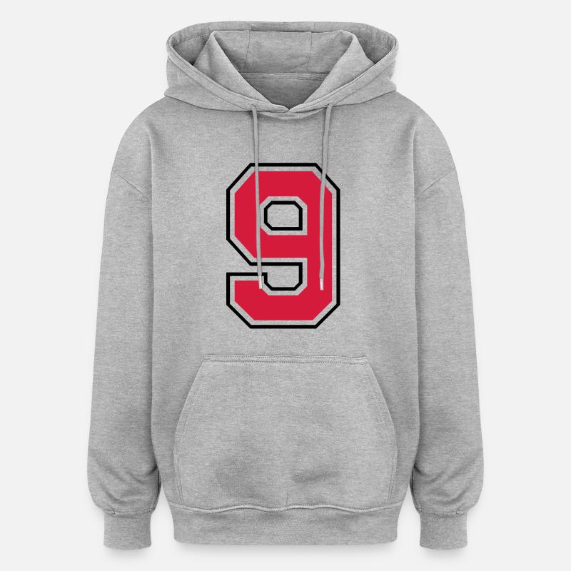 9__f2 - Sweat à capuche oversize unisexe - gris chiné