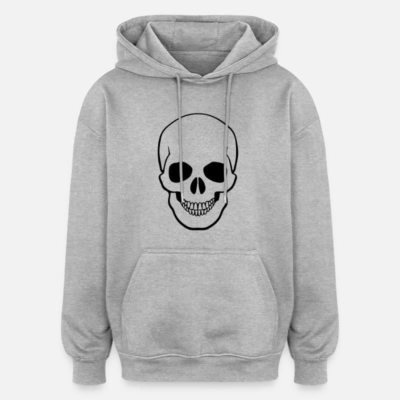 skull - Sweat à capuche oversize unisexe - gris chiné