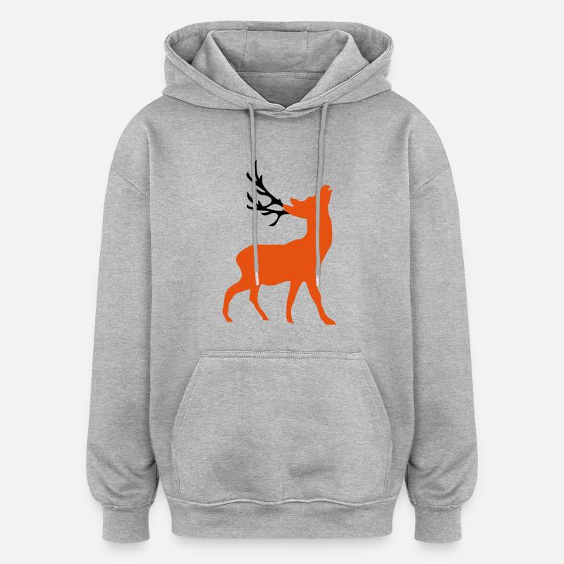 cerf - Sweat à capuche oversize unisexe - gris chiné