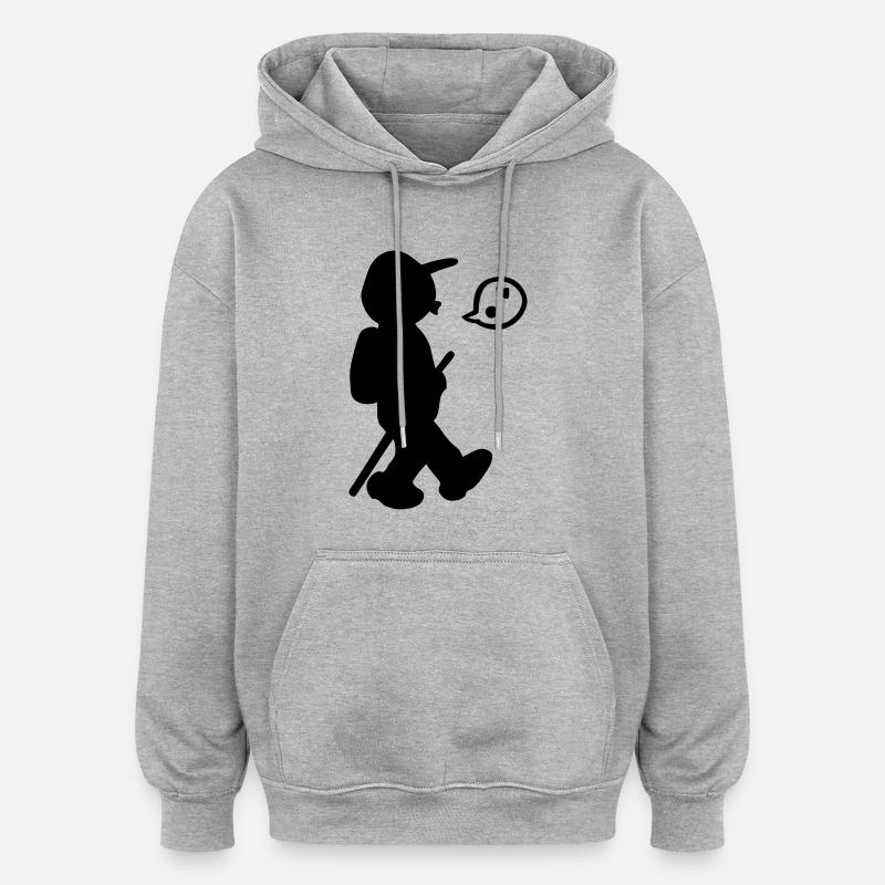 marcheur - Sweat à capuche oversize unisexe - gris chiné