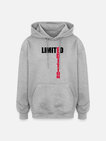 Limited Edition Text Logo - Oversized Unisex Hoodie - heather grey