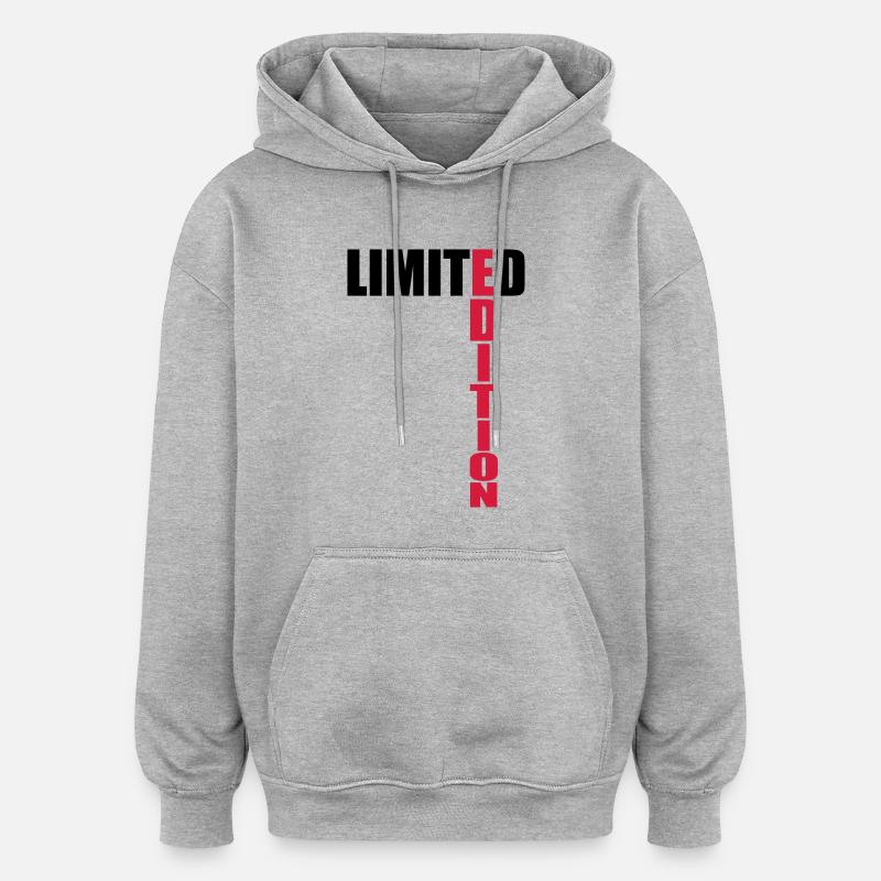 Limited Edition Text Logo - Oversized Unisex Hoodie - Grau meliert