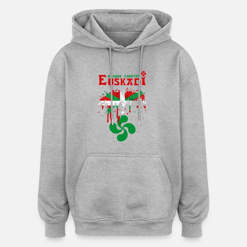 euskadi pays basque 09 - Sweat à capuche oversize unisexe - gris chiné