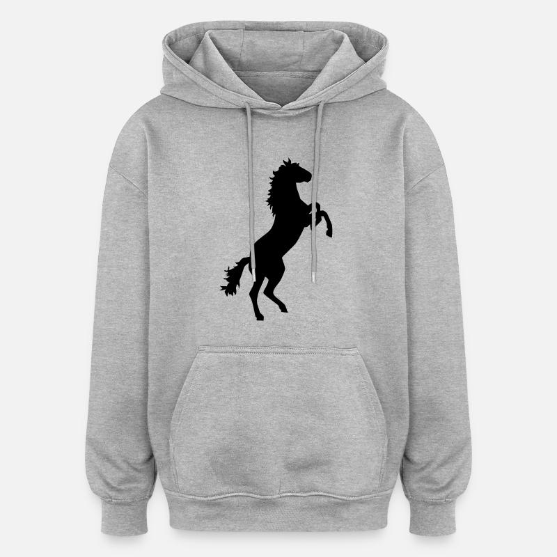 Cheval - Sweat à capuche oversize unisexe - gris chiné